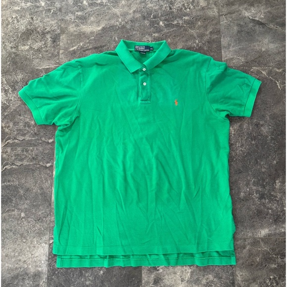 Polo By Ralph Lauren Green Polo Quarter Button Shirt Blue Label Size XL - Picture 1 of 3